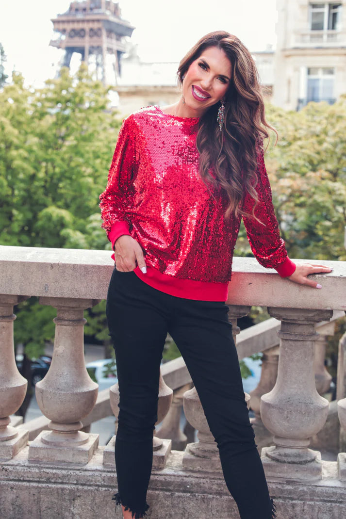 Red sequin top sales