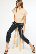 Faux Leather Glossy Jogger