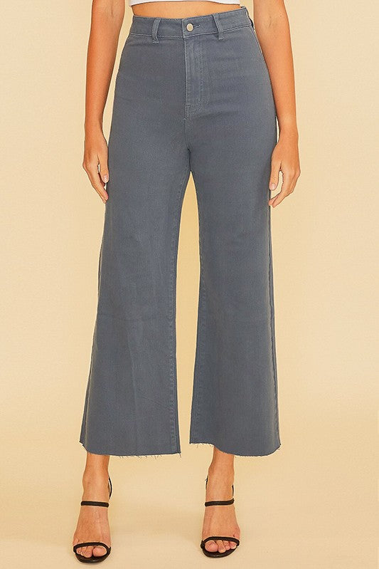 Wide Leg Cropped Colored Denim