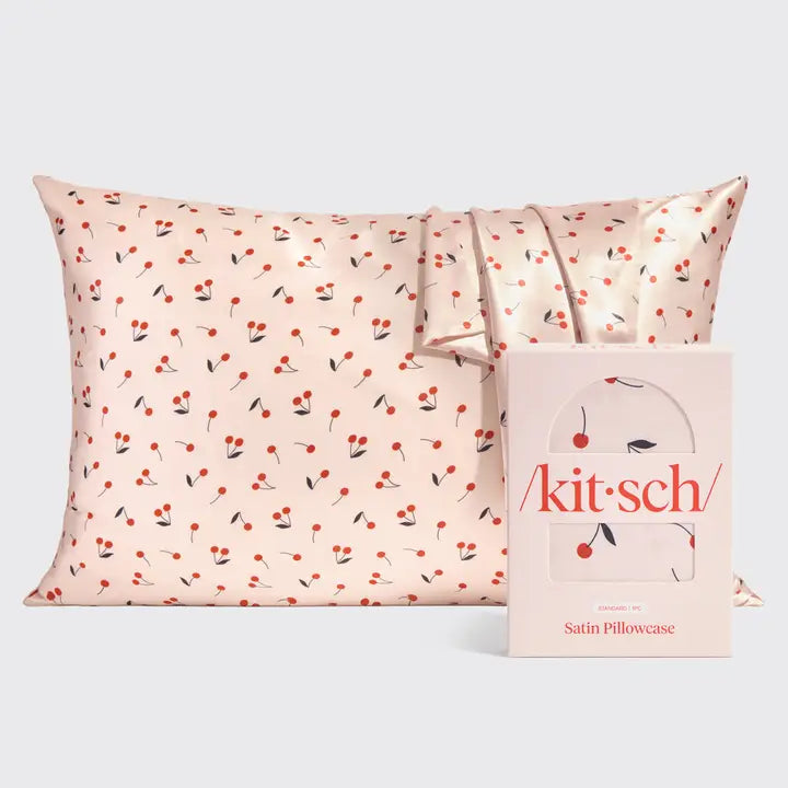 Satin Pillow Case Cherry Print