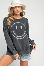 Smiley Face Mineral Wash Sweatshirt