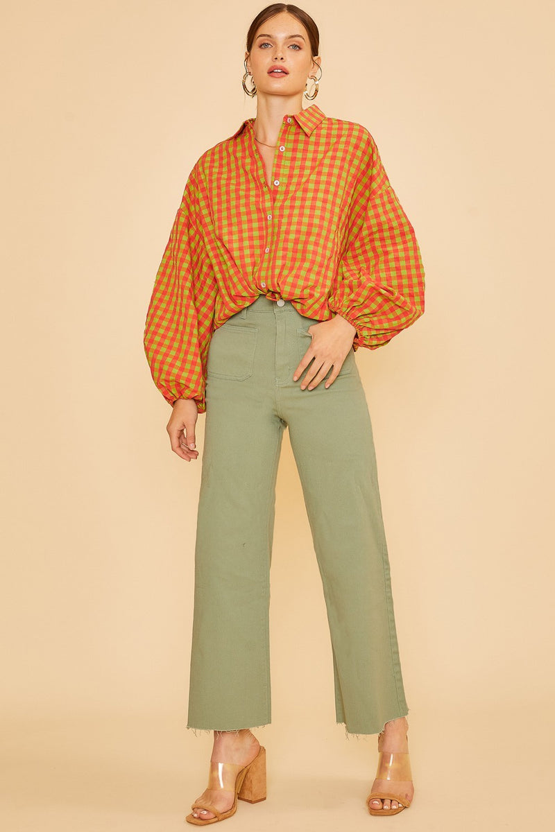 Front Pocket Wide Leg Cropped