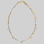 Rectangle Station Charms Seed Beaded Necklace