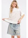 Striped Crewneck Dolman Sleeve Top