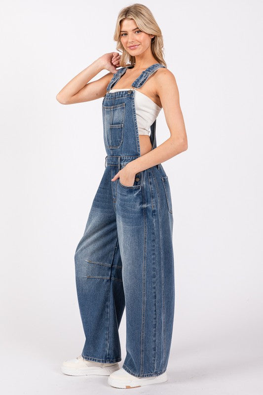 Wash Denim Overalls