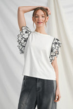 Layered Eyelet Cap Sleeve Knit Top