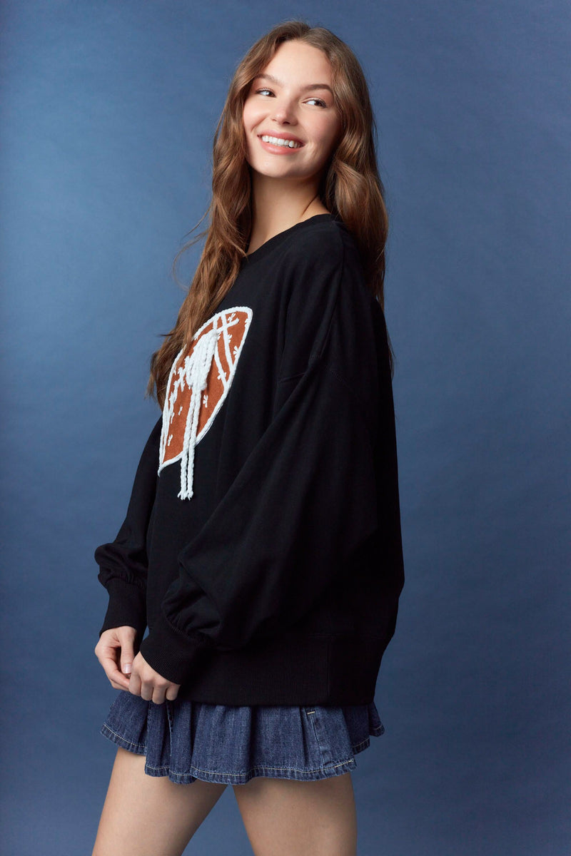 Football and Cord Detailed Sweatshirt