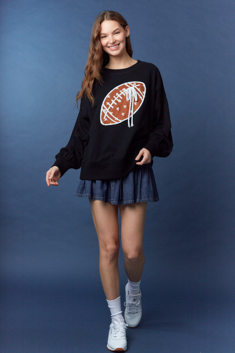 Football and Cord Detailed Sweatshirt