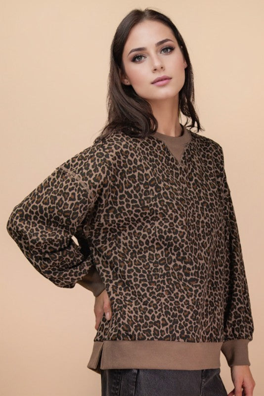 Leopard Knit Sweatshirt