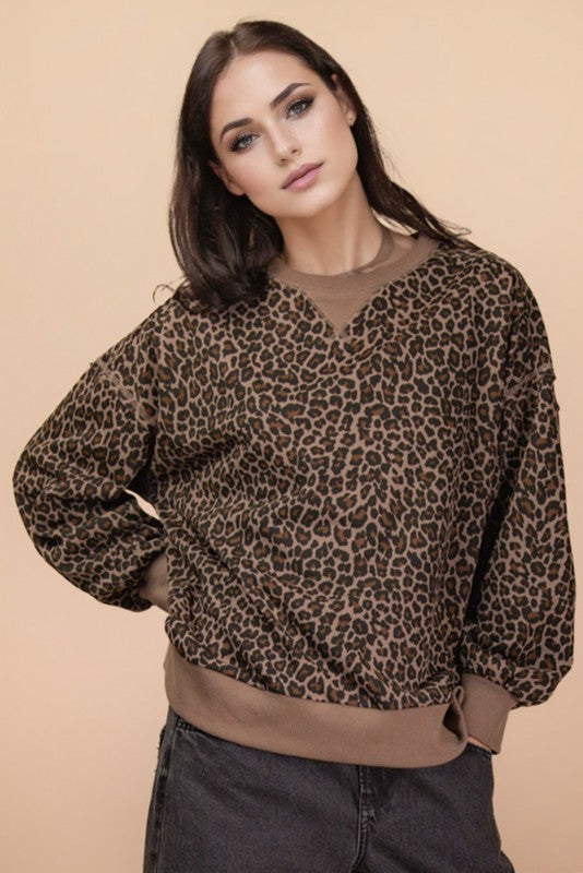 Leopard Knit Sweatshirt