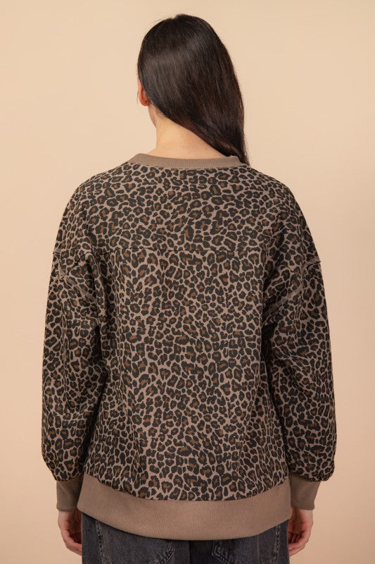 Leopard Knit Sweatshirt
