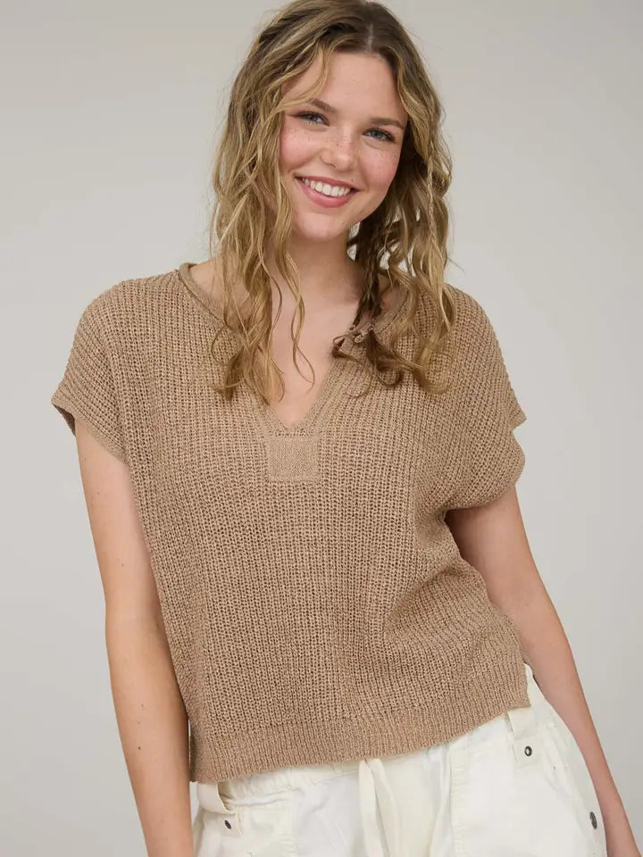 Short Sleeve Knit Pullover