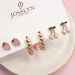 Cherry Strawberry Stud Hoop Set Earrings