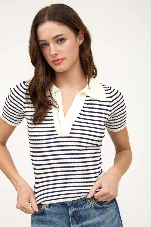 striped collared ss