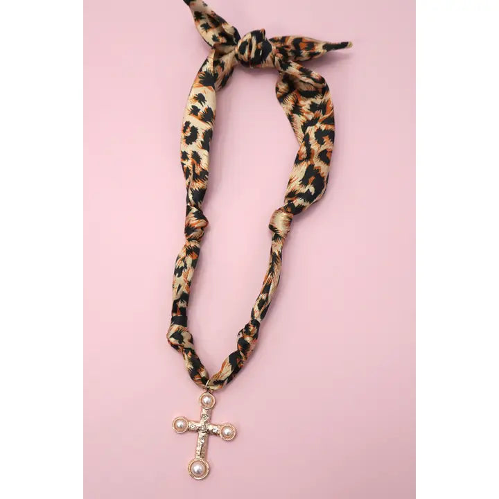 Leopard Scarf Charm Necklace