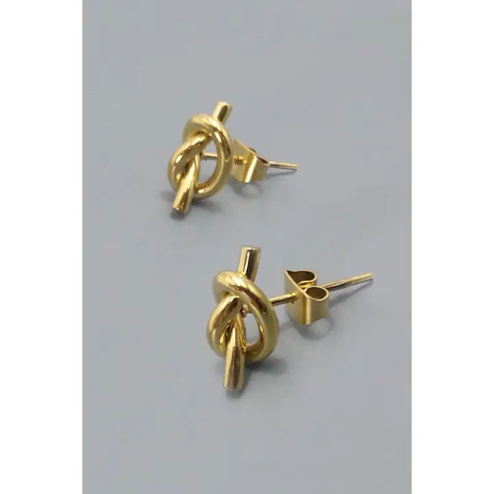 18k Stainless Ribbon Knot Studs