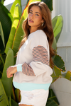 Jet Stream Striped Colorblock Patchwork Drop Shoulder Sweatshirt