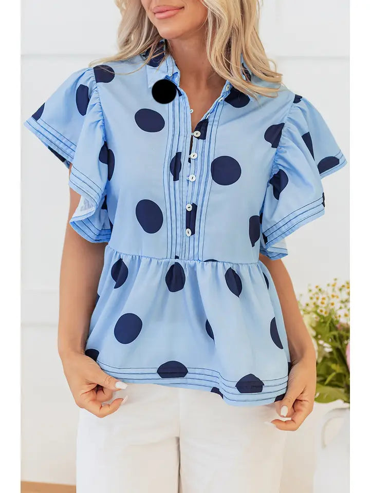 Polka Dot Print Ruffled