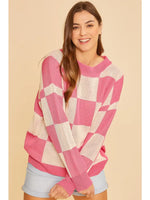 Candy Pink Checkered Sweater