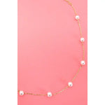 Titanium Steel Non-Tarnish Pearl Station Necklace