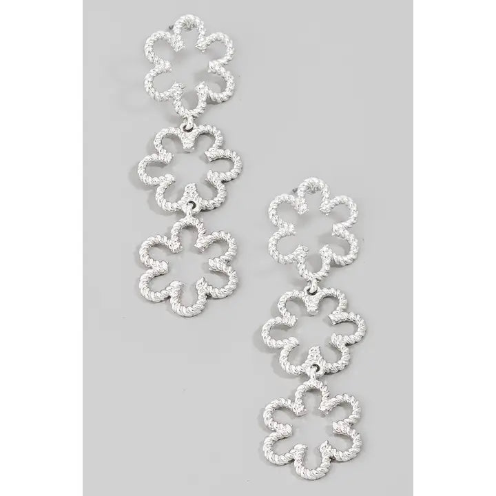 Triple Flower Drop Earrings