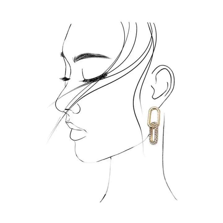 Rhinestone Double Link Eearring