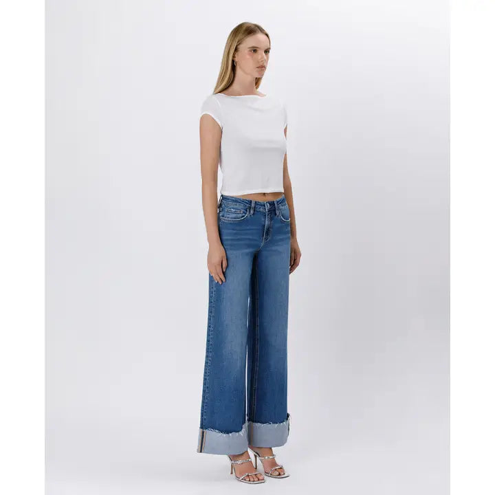 Bella Wide Leg Cuff Jean