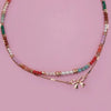 Multi Beaded Bow Charm Necklace