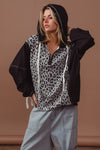 Leopard and Black Oversized Hoodie
