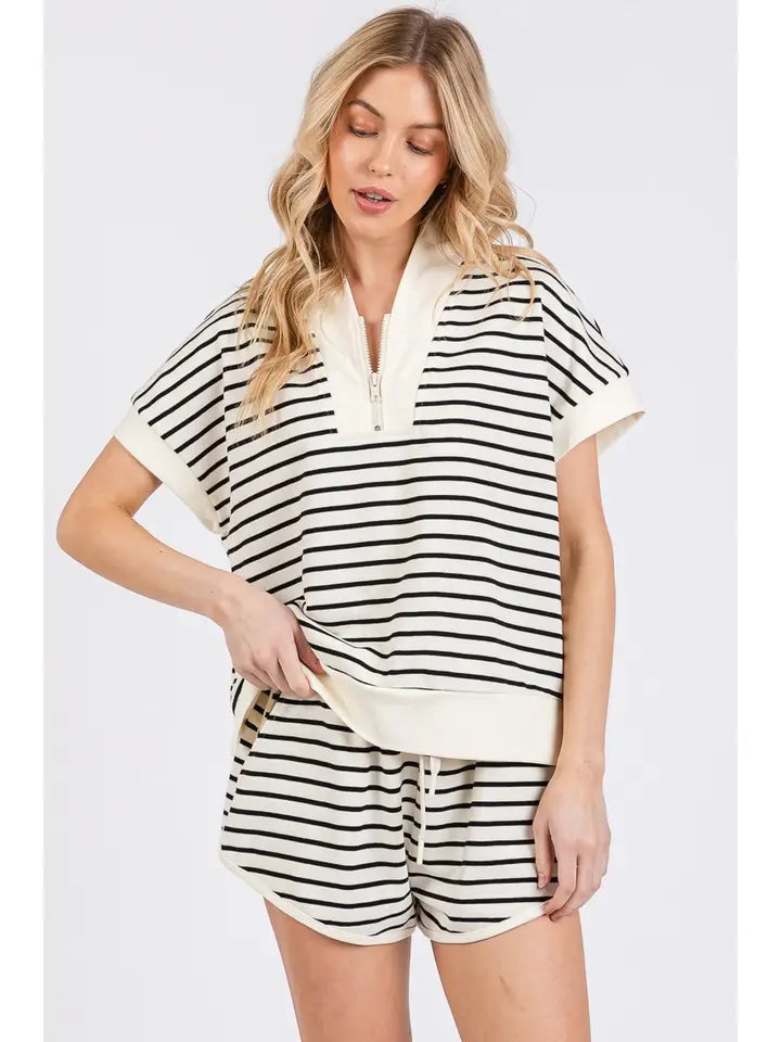 Half Zip Striped Set