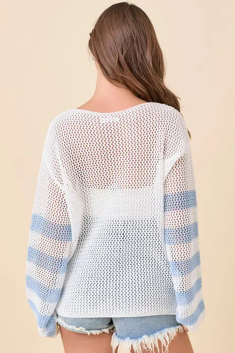 Boat Neck Crochet Sweater