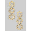 Triple Flower Drop Earrings