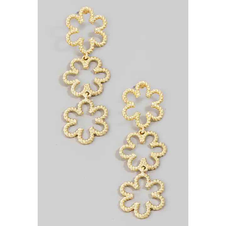 Triple Flower Drop Earrings