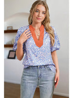 Leopard Print V Neck