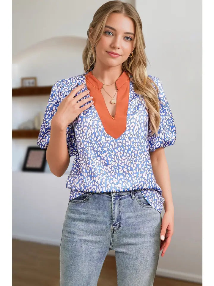 Leopard Print V Neck