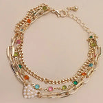Pearl Heart Multi Charm Bracelet