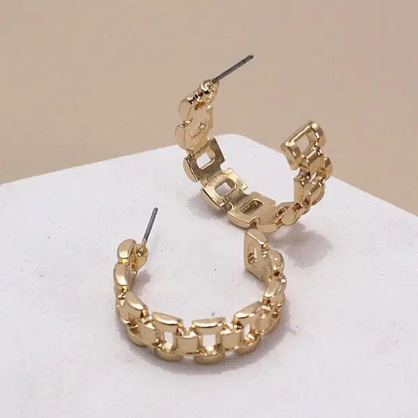 Classic Chain Cutout Hoop Earrings