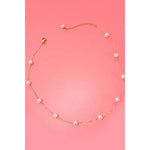 Titanium Steel Non-Tarnish Pearl Station Necklace