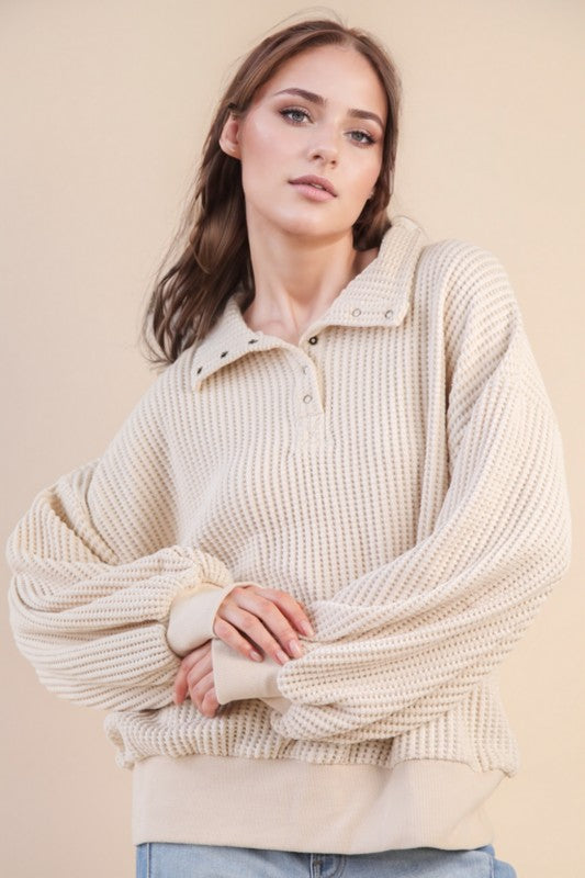 Waffle Knit Pullover