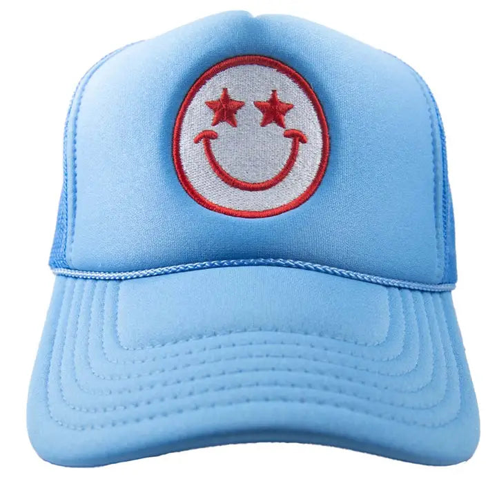 Star Eyed Happy Face Trucker Hat