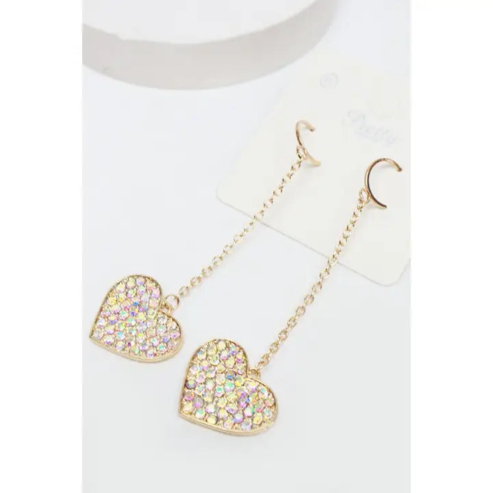 Rhinestone Heart Drop Earring