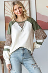 Color Block Animal Print Top