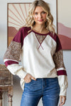 Color Block Animal Print Top