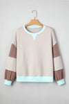 Jet Stream Striped Colorblock Patchwork Drop Shoulder Sweatshirt