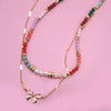 Multi Beaded Bow Charm Necklace