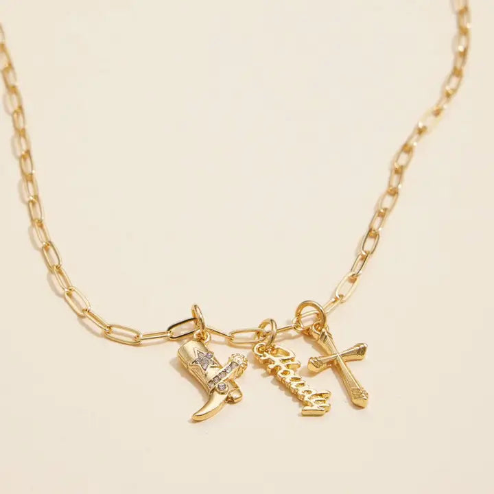 Gold Dipped Western Charm Necklace