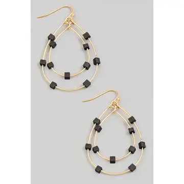 Faceted Glass Square Beaded Dangle