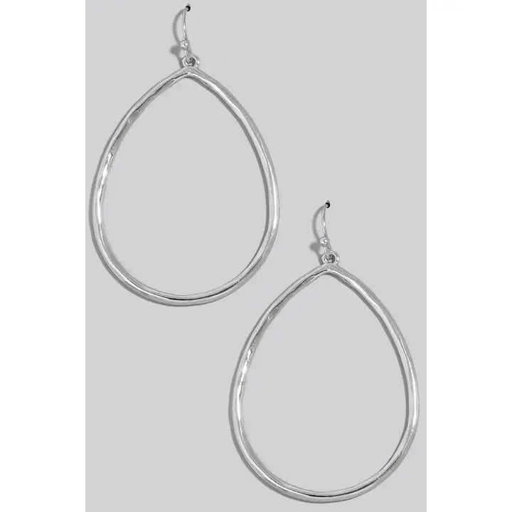 Hammered Metallic Tear Dangle Earrings