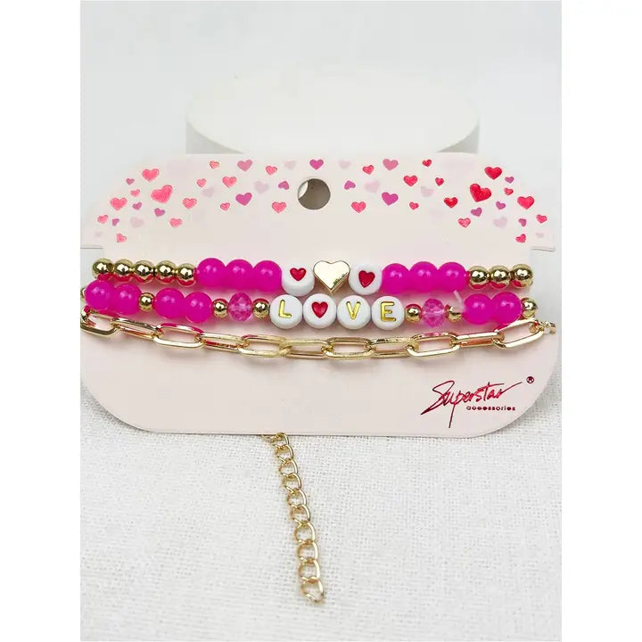 Love Heart Valentine Bracelet Stack