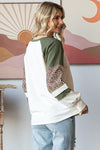 Color Block Animal Print Top